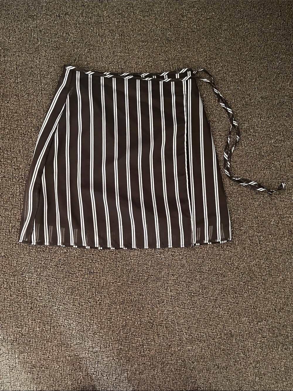 Scotch & Soda Charcoal  and White Vertical Stripe Wrap Midi Skirt